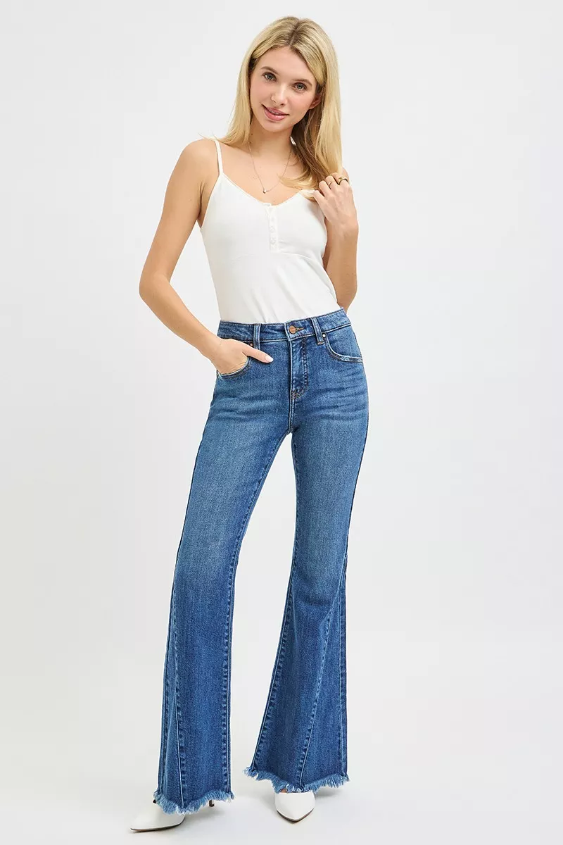 Mid Rise Flare Side Seam Detailing Jeans, image 6