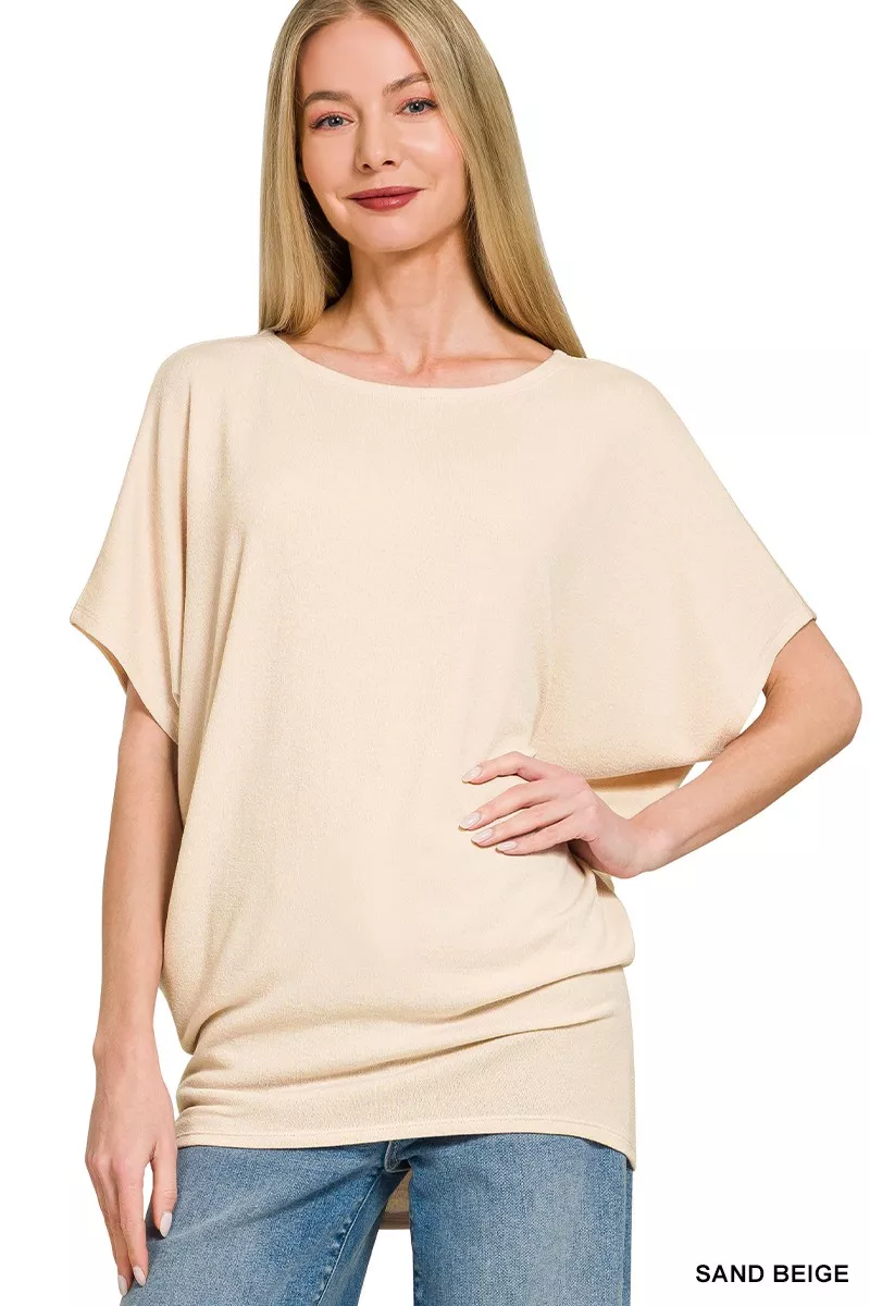 Hacci Dolman Sleeve Boat Neck Top