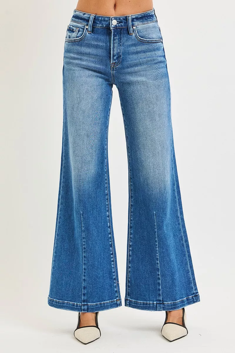 Full Size Mid Rise Wide Leg Jeans with Flared Look Plus Size, image 4