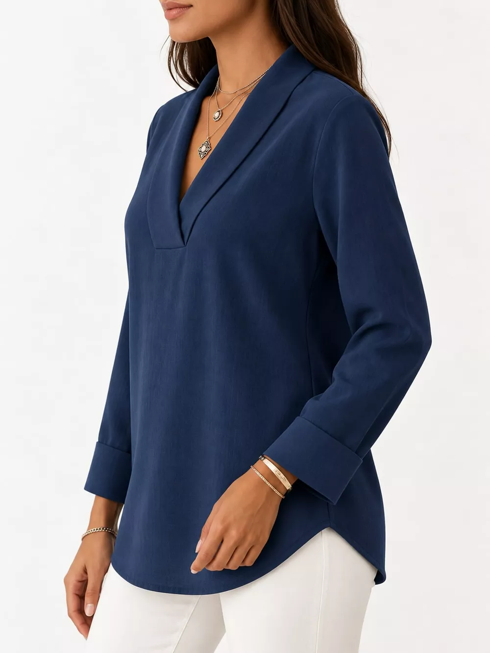 Full Size V-Neck Long Sleeve Blouse Plus Size, image 13