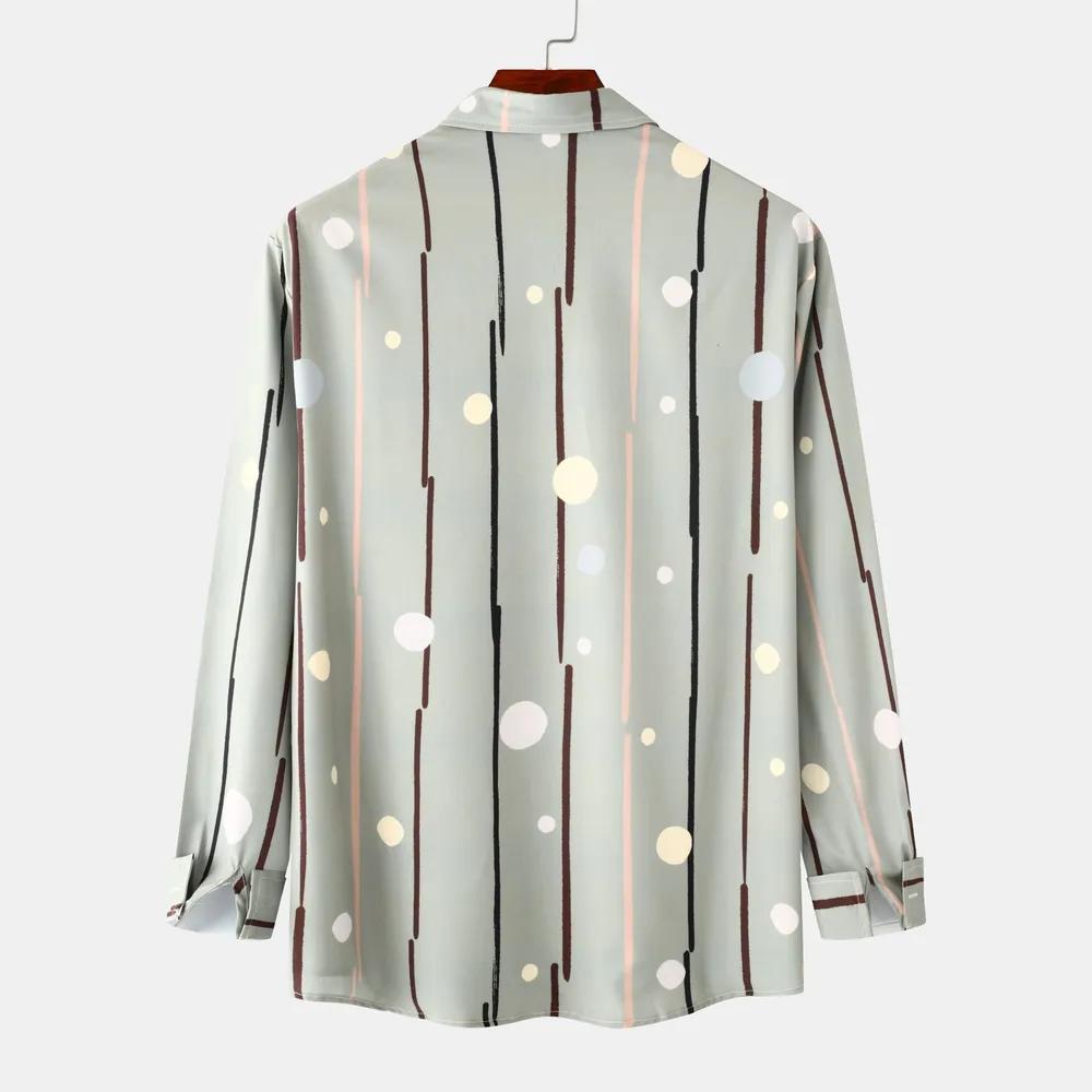 Men's Striped Polka Dot Button-Down Shirt, image 2