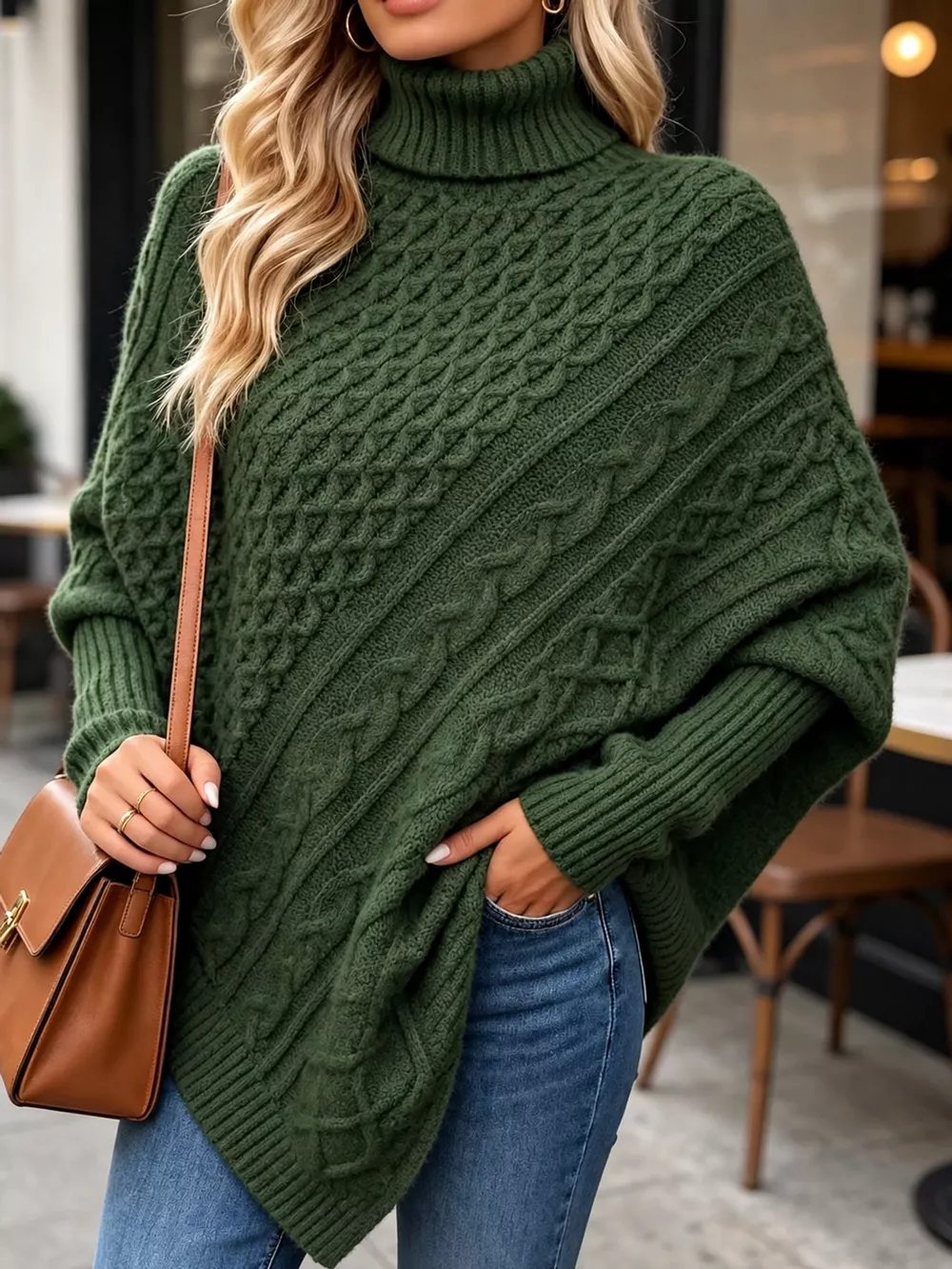 Turtleneck Cable-Knit Sweater, image 8