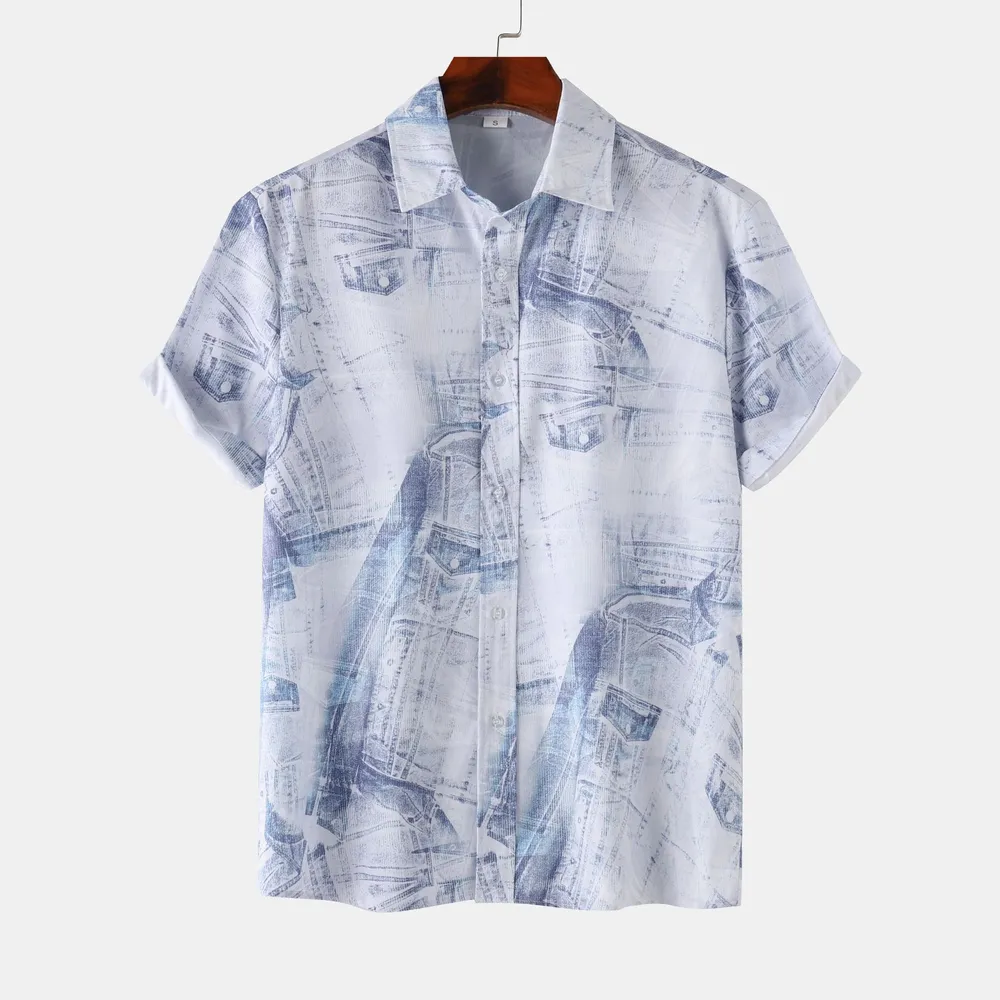 Men's Printed Button Up Short Sleeve Shirt, image 11