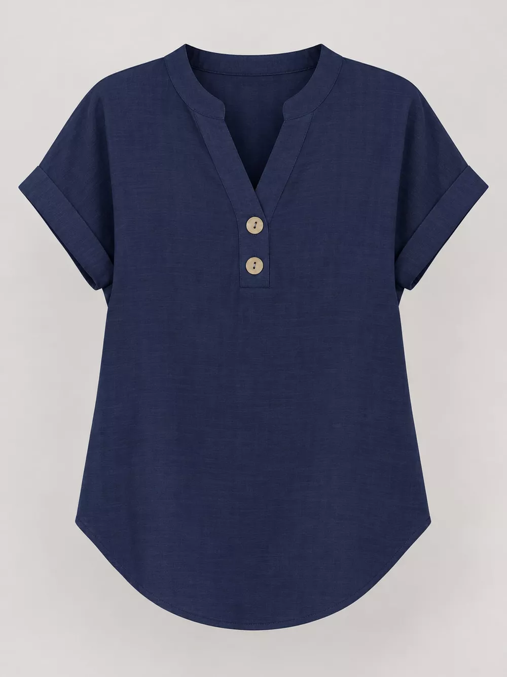 Full Size Button Detail Short Sleeve Blouse Plus Size, image 24