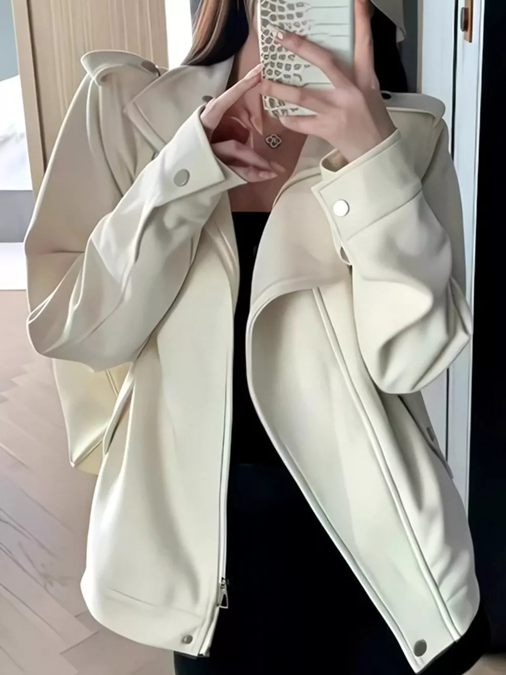 Asymmetric Zip-Up Moto-Style Jacket