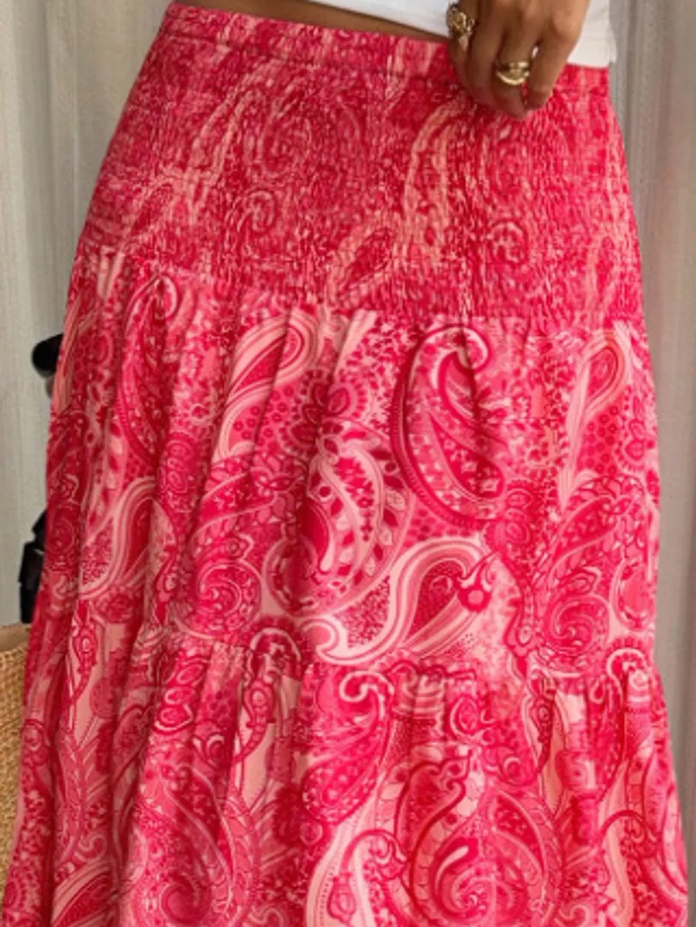 Paisley Print Tiered Maxi Skirt, image 8