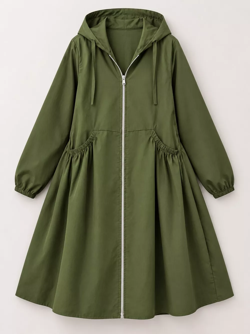 Plus Size Hooded Zip-Up Longline Windbreaker Outerwear, image 17