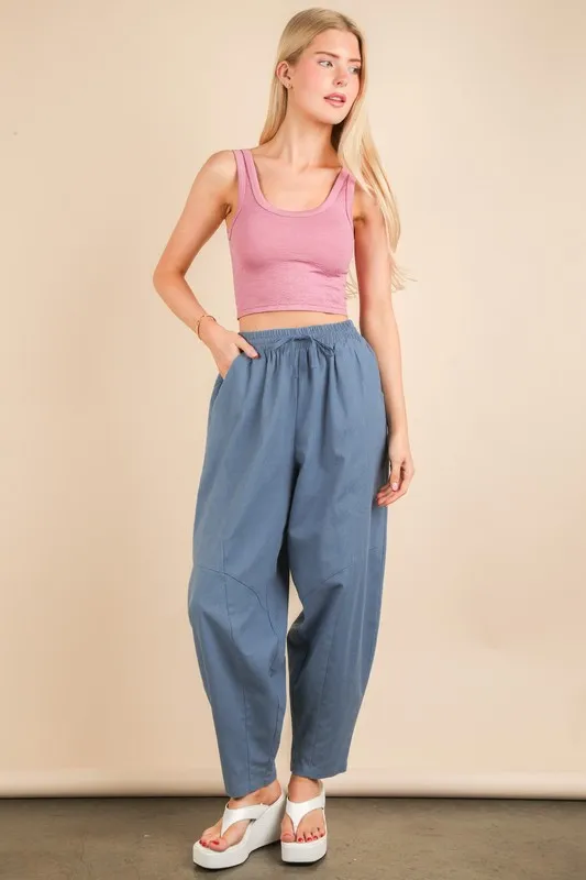 Solid Barrel Comfy Woven Pants