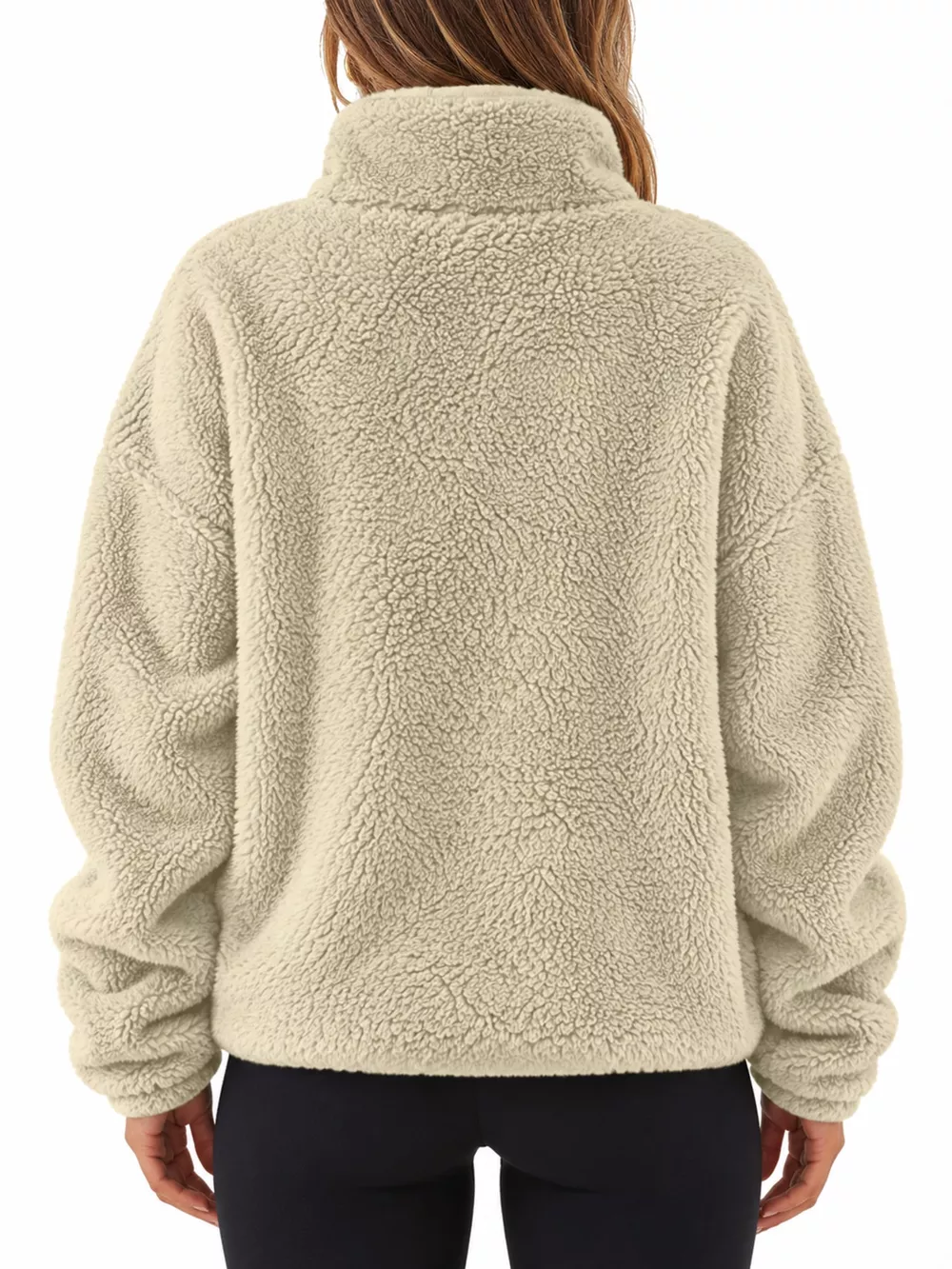 Full Size Sherpa Quarter-Zip Turtleneck Sweatshirt Plus Size, image 33