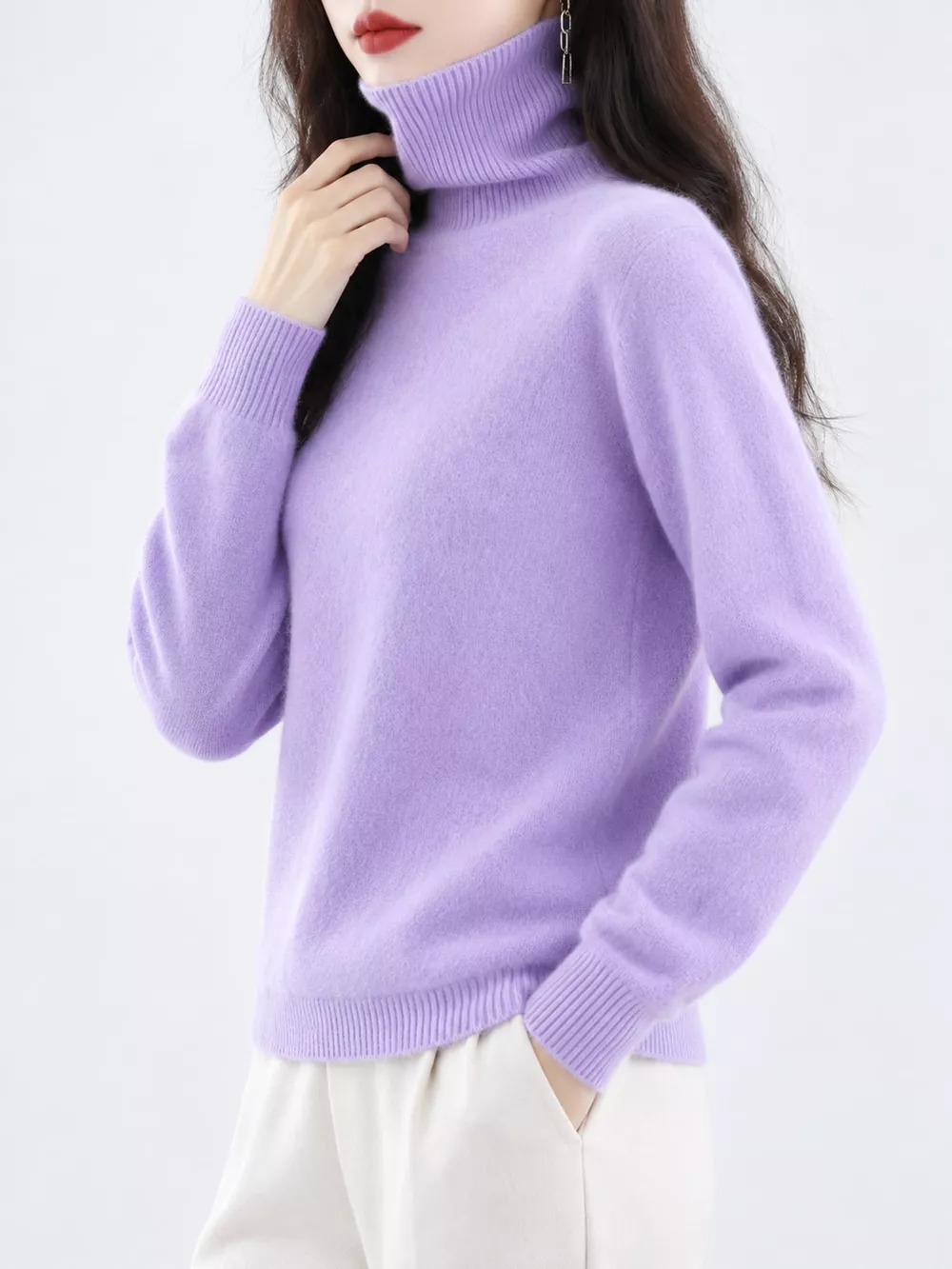 Full Size Turtleneck Long Sleeve Sweater Plus Size, image 57
