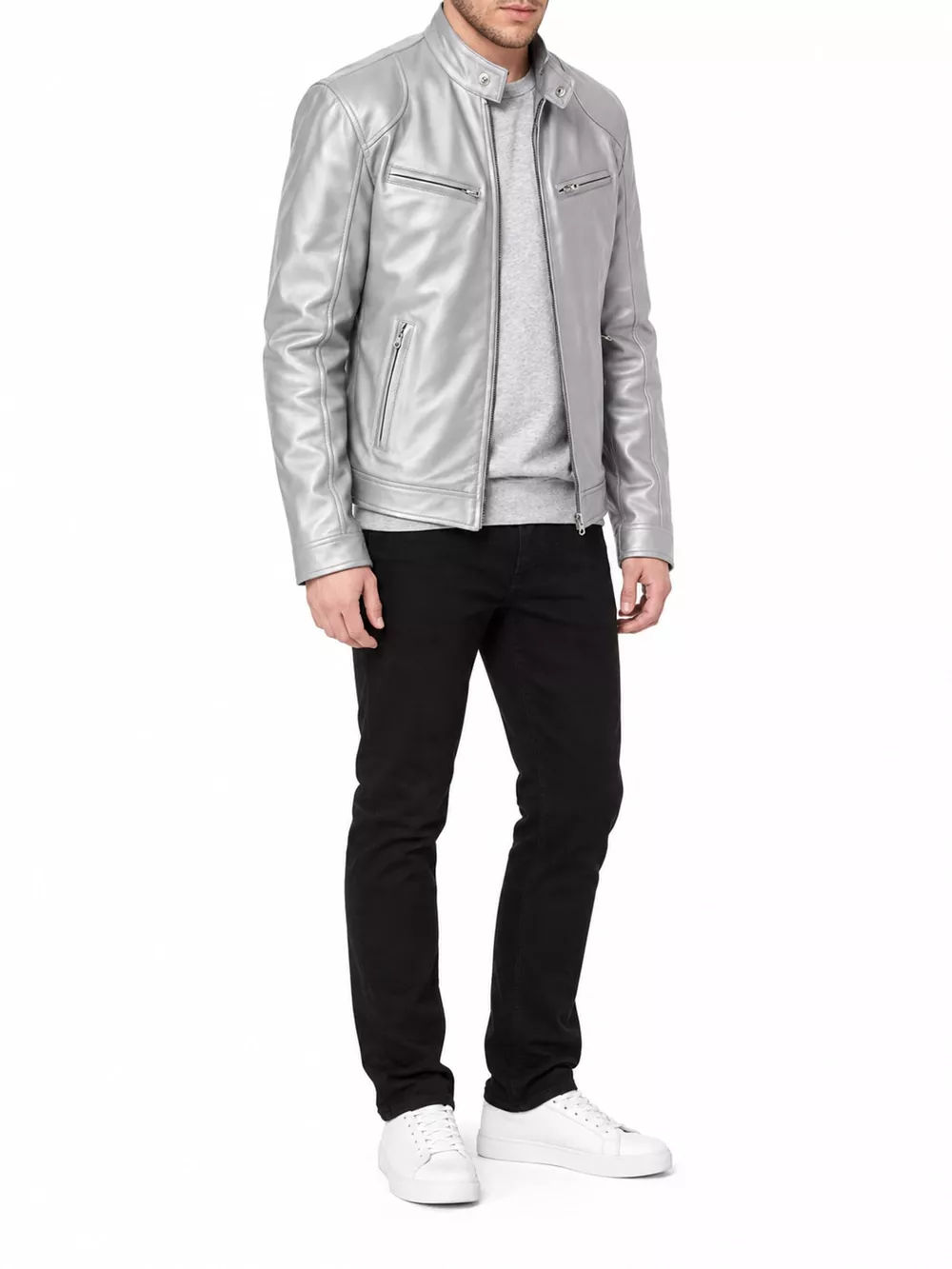 Men's Full Size Faux Leather Zip Up Jacket Plus Size, image 55