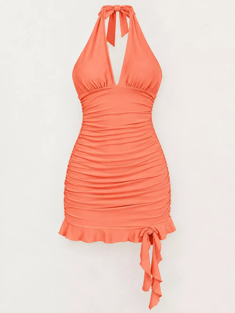 Ruched Halter Neck Bodycon Mini Dress, image 36