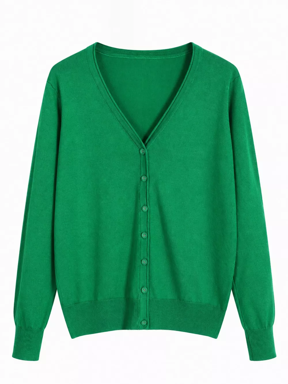 Classic V-Neck Button-Down Knit Cardigan, image 38