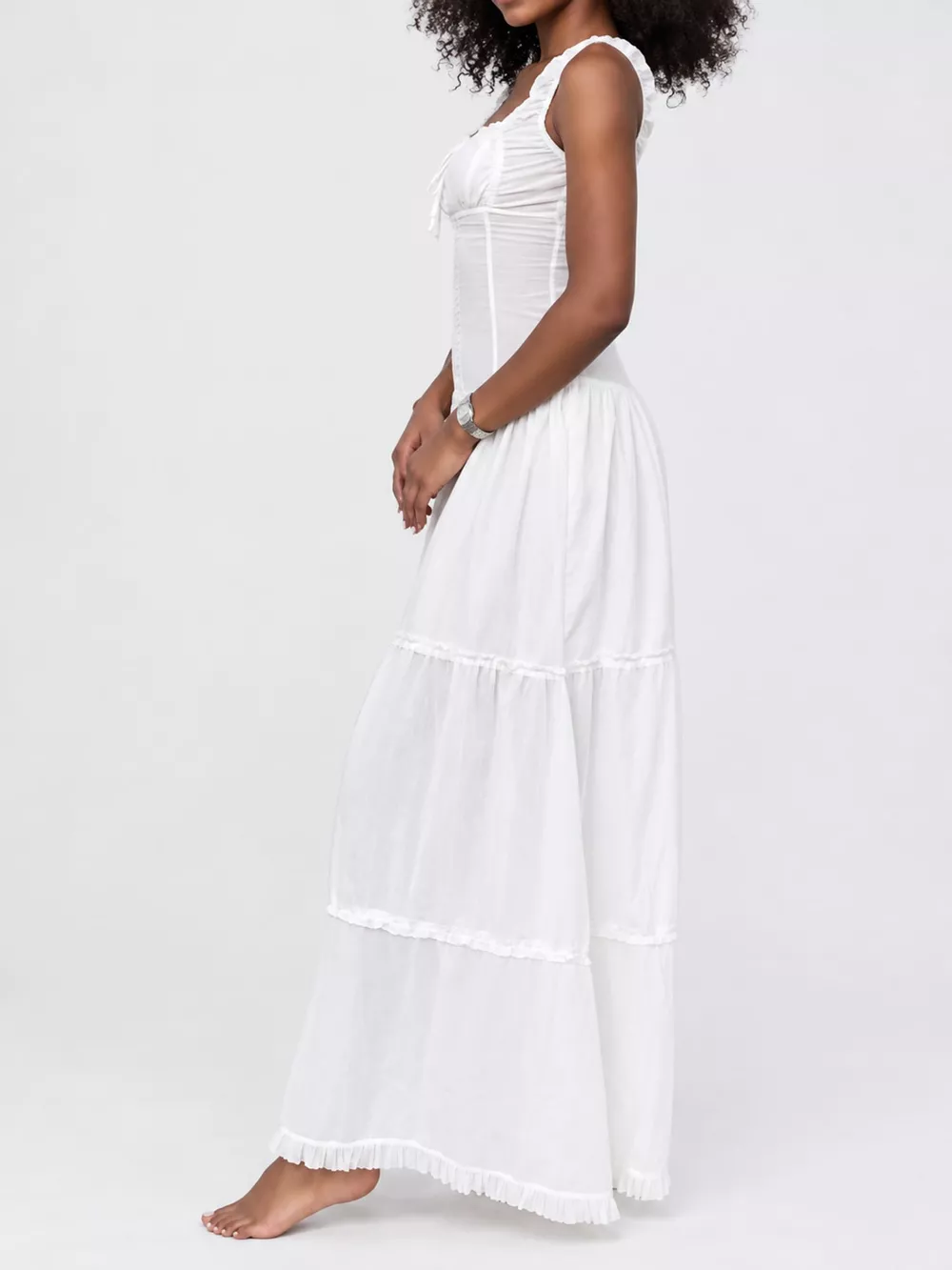 Ruffled Square Neck Tiered Maxi Dress, image 3