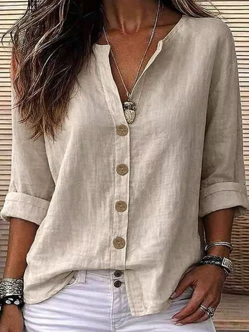 Notched Button Down Shirt