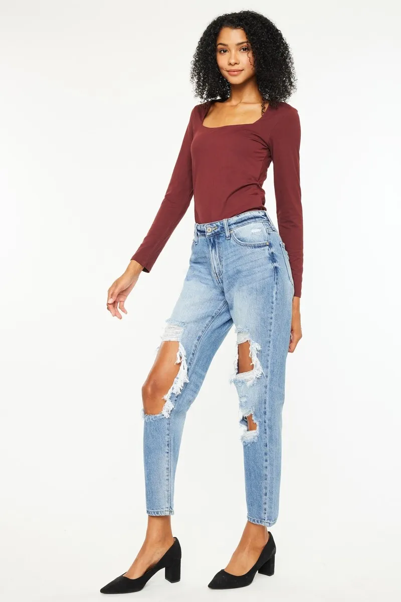 High Rise Distressed Boyfriend Jeans, image 5