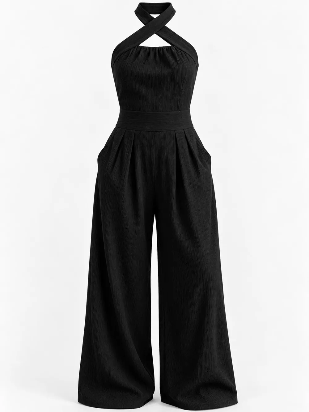Full Size Halter Neck Wide-Leg Jumpsuit Plus Size, image 11