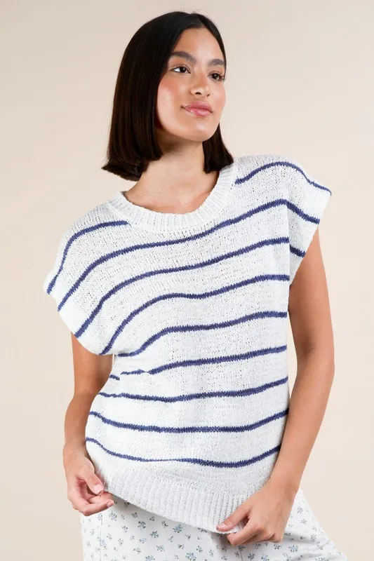 Striped Knit Sweater Vest Top