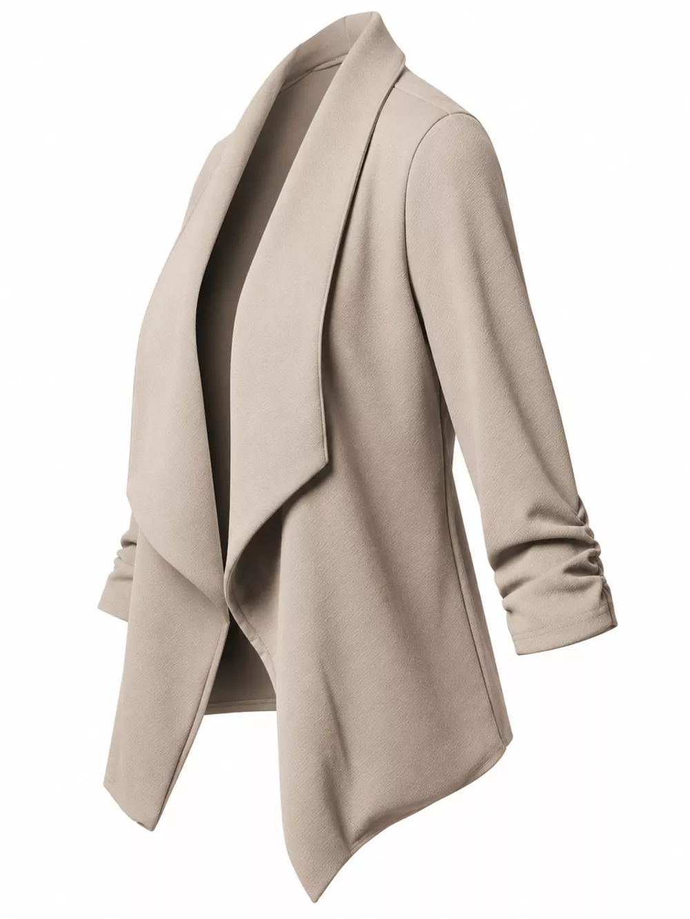 Full Size Open Front Drape Blazer with 3/4 Ruched Sleeves Plus Size, image 7