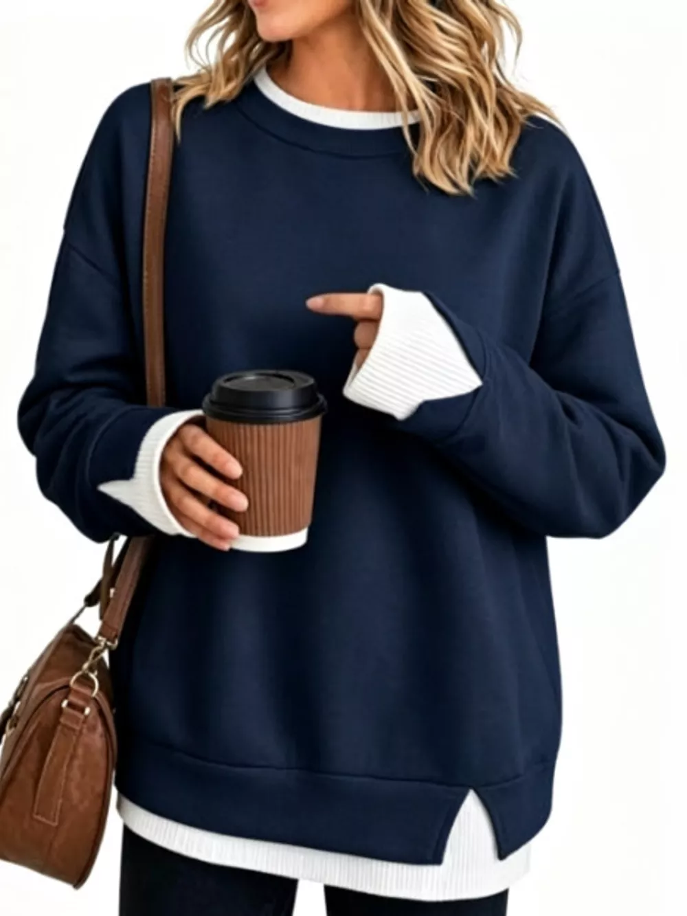 Full Size Layered Look Crew Neck Sweatshirt Plus Size, image 8