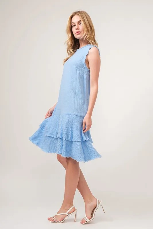 Washed Fringe Detail Tiered Dress, image 6