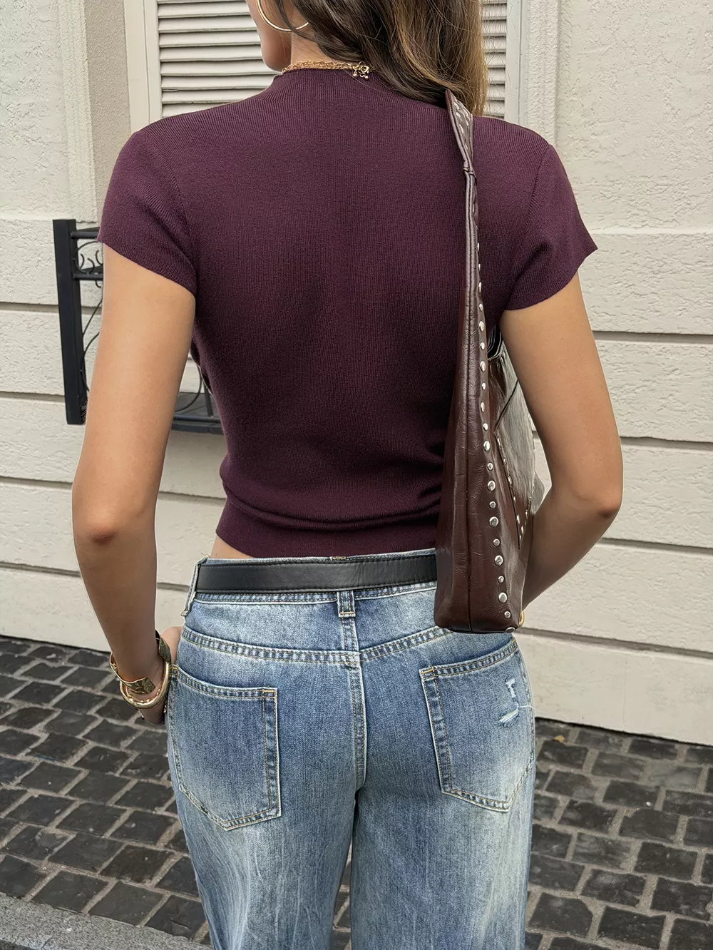 Ribbed Short Sleeve Knit Top, image 6