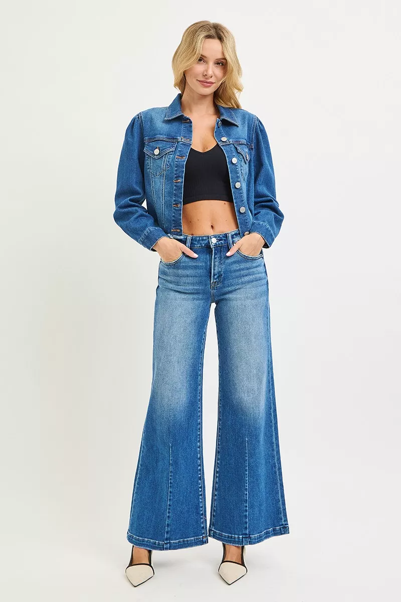 Full Size Mid Rise Wide Leg Jeans with Flared Look Plus Size, image 5