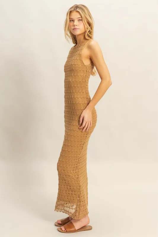 Sleeveless Crochet Open Back Maxi Dress, image 5