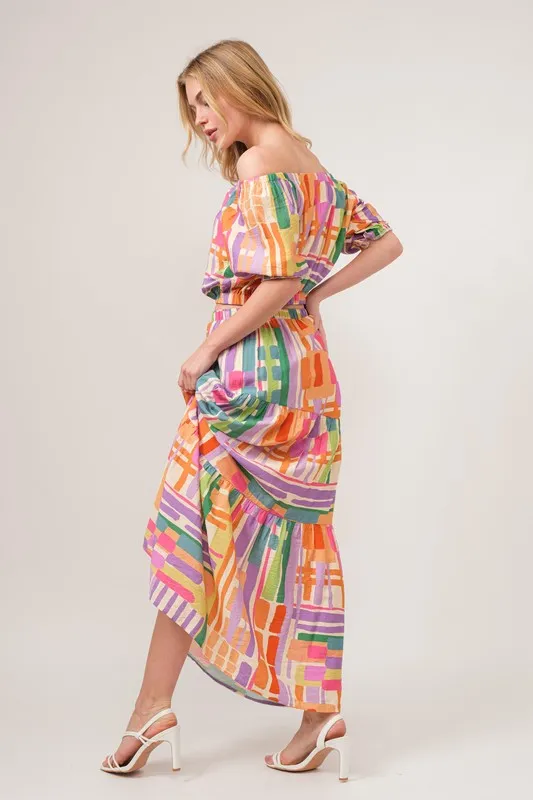 Asymmetric Geo Printed Tiered Maxi Skirt, image 10
