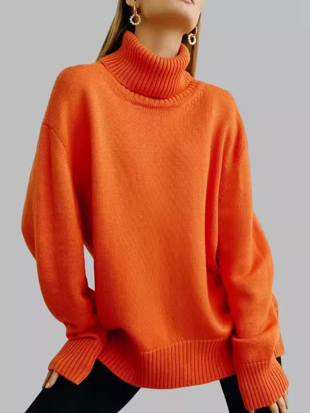 Turtleneck Dropped Shoulder Sweater, image 11