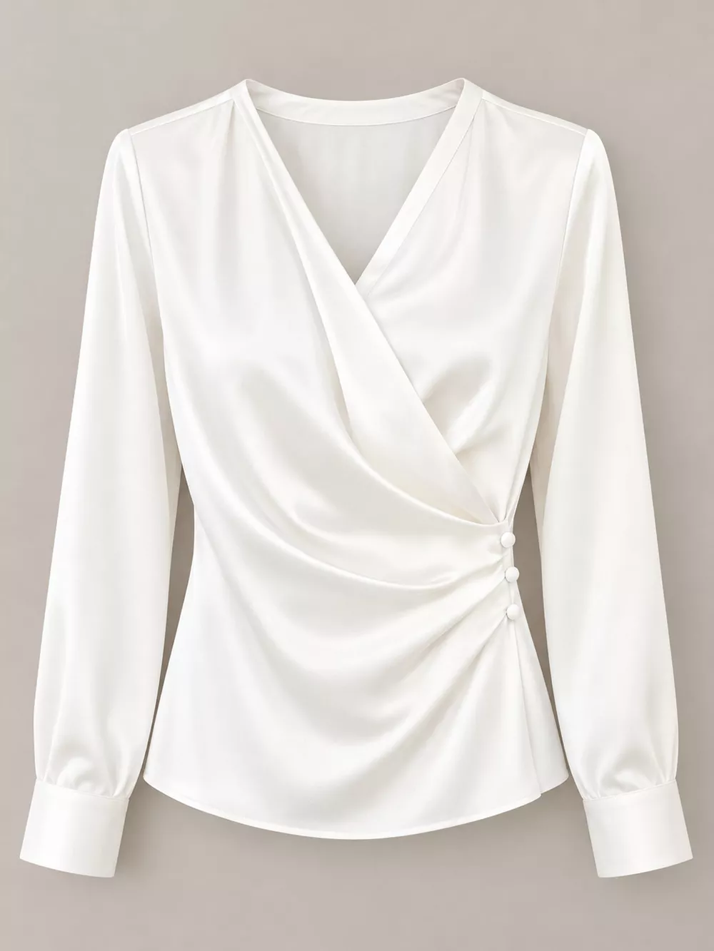 Satin Surplice Long Sleeve Blouse, image 4