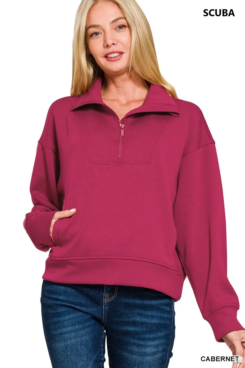 Scuba Half Zip Sweatshirt with Pockets, image 2