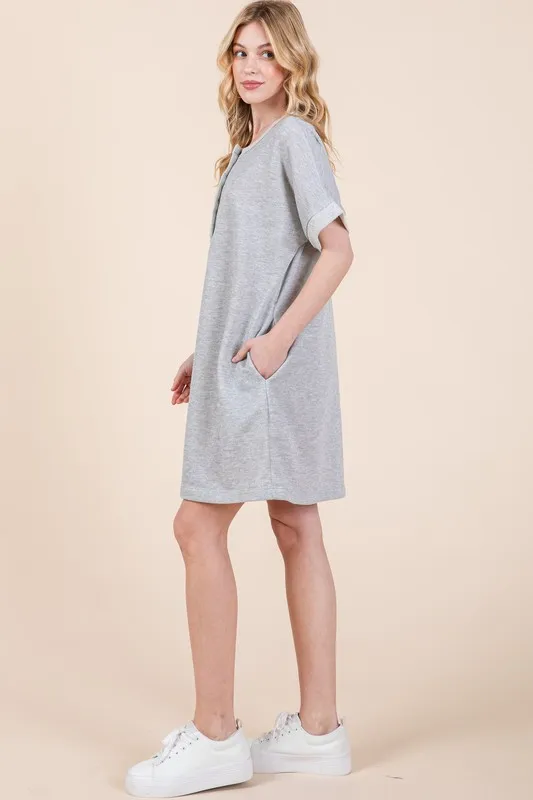Casual Contrast Trim Henley Dress, image 2