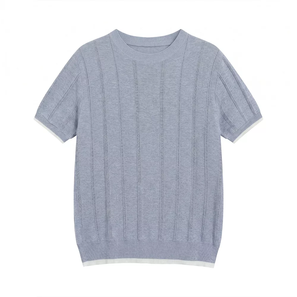 Men's Contrasting Trim Knit T-Shirt, image 3