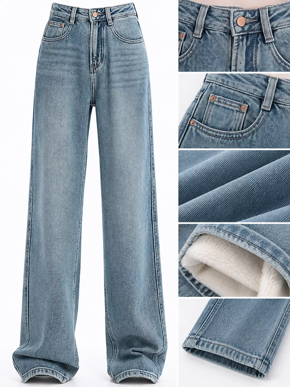 High-Waisted Vintage Wash Wide-Leg Jeans, image 5