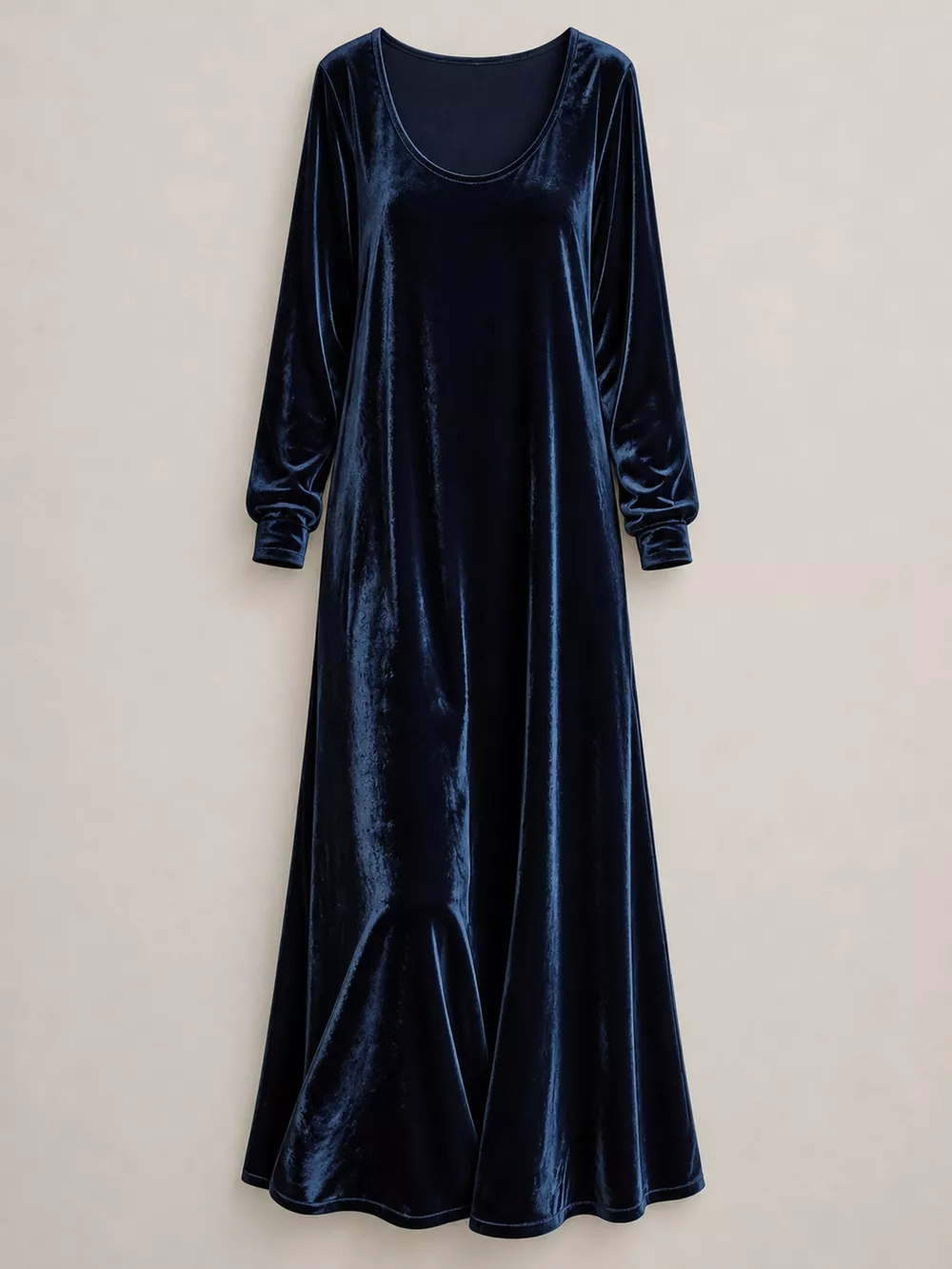 Velvet Long-Sleeve Maxi Dress, image 4