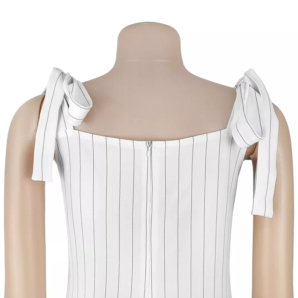 Striped Tie-Shoulder Wide Leg Jumpsuit, image 9