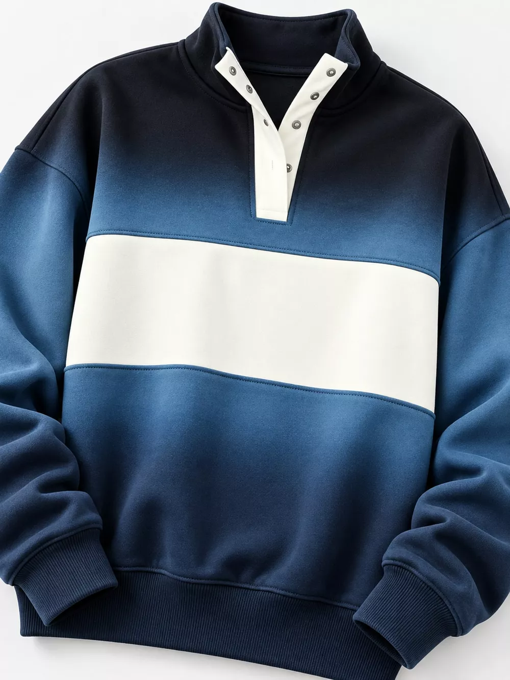 Full Size Color Block Snap-Button Sweatshirt Plus Size, image 30