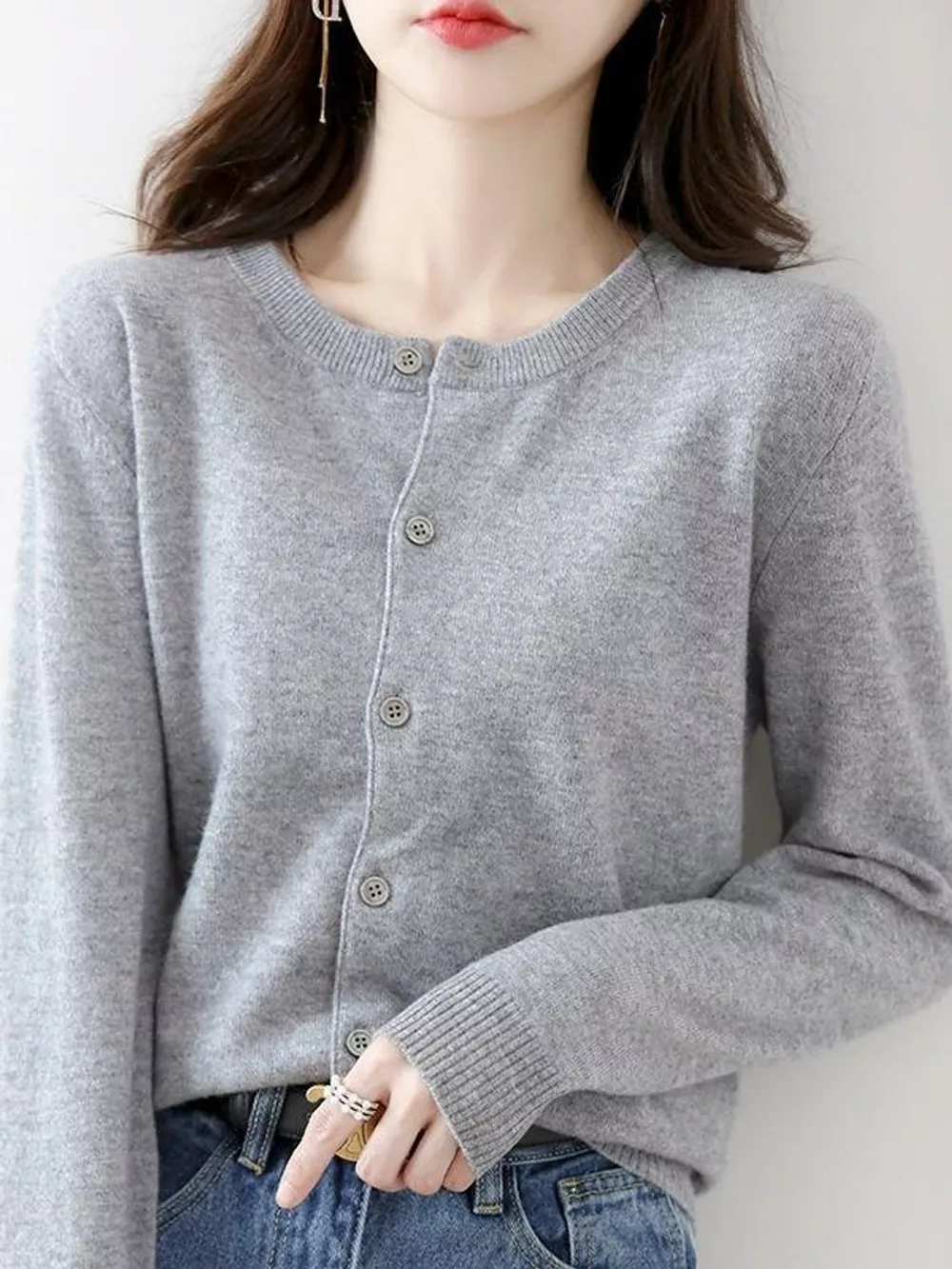 Crew Neck Button-Down Cardigan, image 11