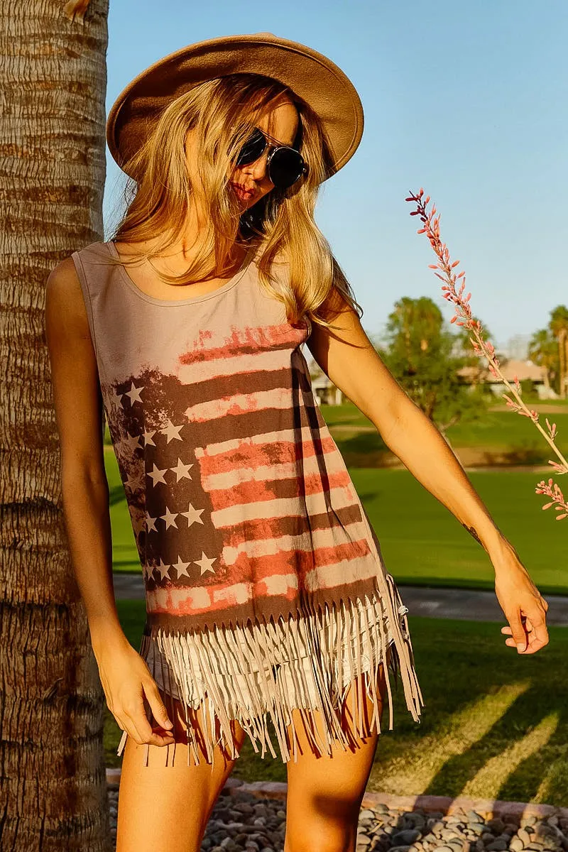American Flag Print Knit Sleeveless Top, image 11