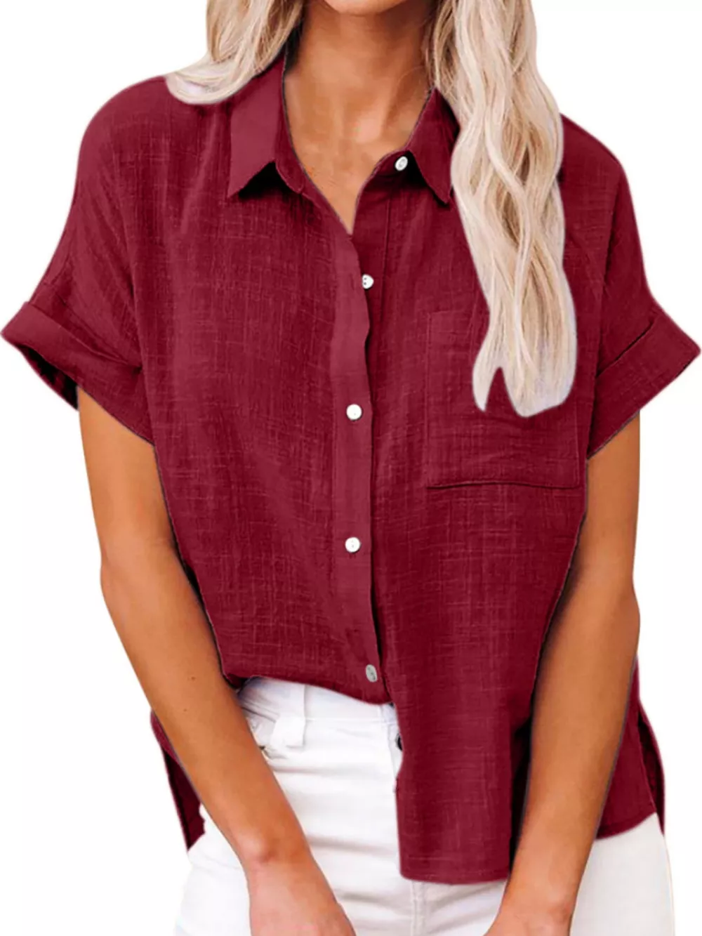 Full Size Button Up Short Sleeve Shirt Plus Size, image 41