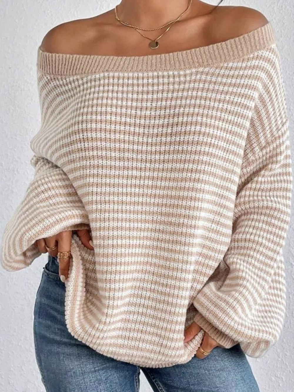 Striped Knit Boat Neck Sweater, image 21