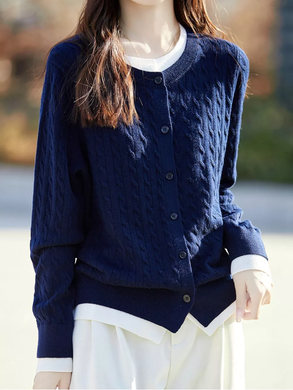 Cable-Knit Button-Down Cardigan, image 24