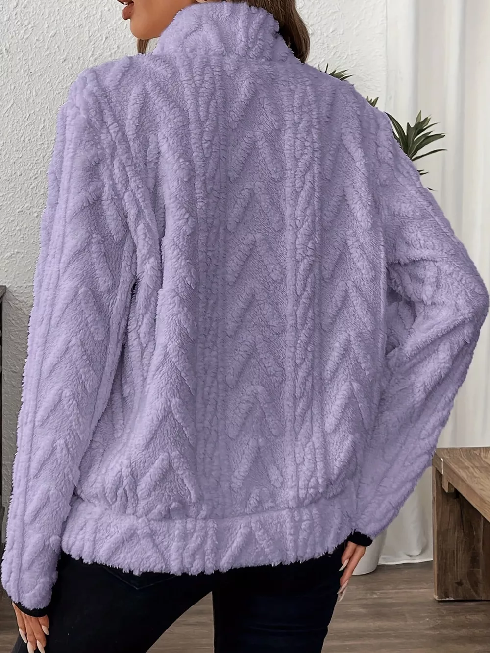Full Size Quarter-Zip Sherpa Sweatshirt Plus Size, image 38