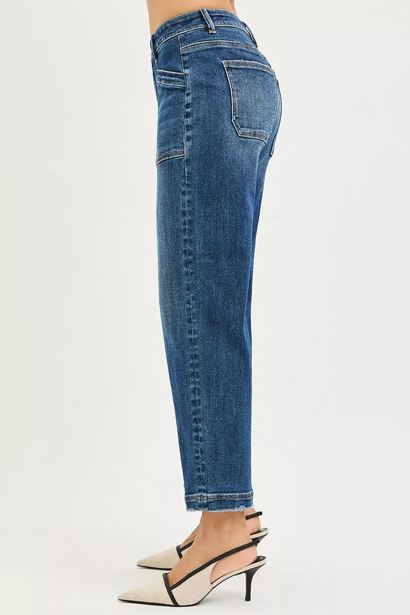 Slouchy Cropped Baggy Jeans with Front Patch Pocket, image 5