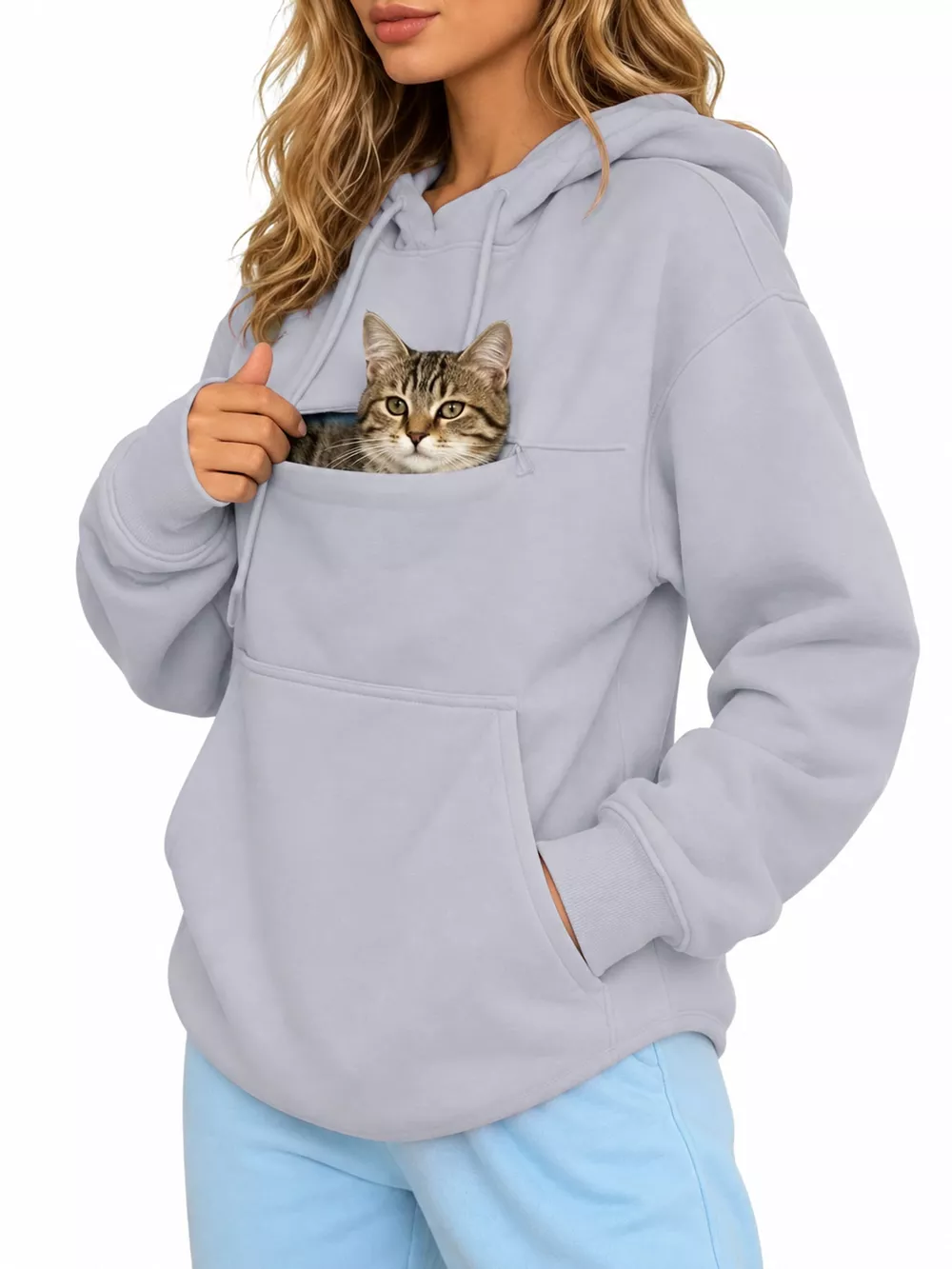 Full Size Cat Pouch Drawstring Hoodie Plus Size, image 9