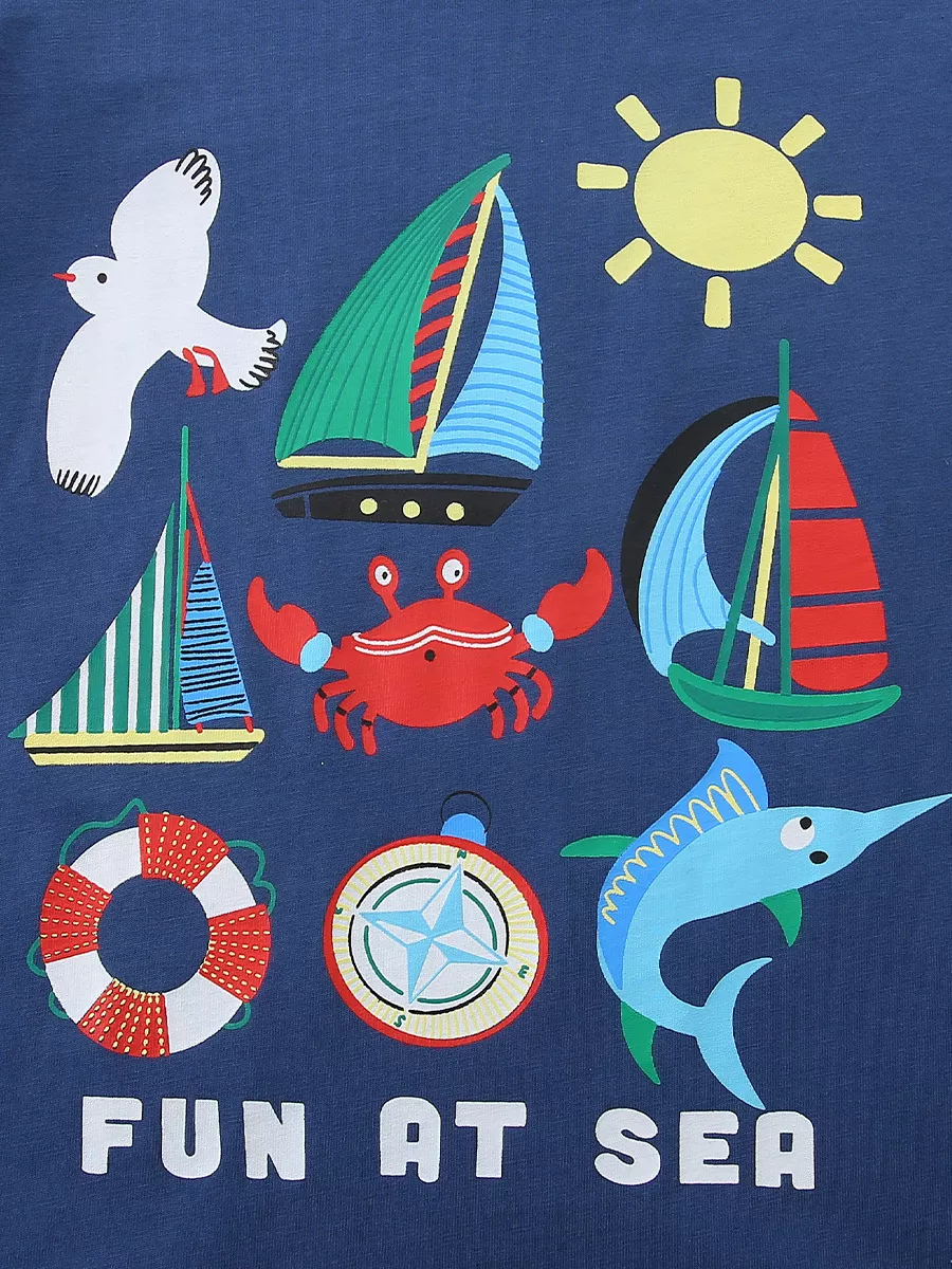 Children's Nautical Graphic Round Neck T-Shirt, image 3
