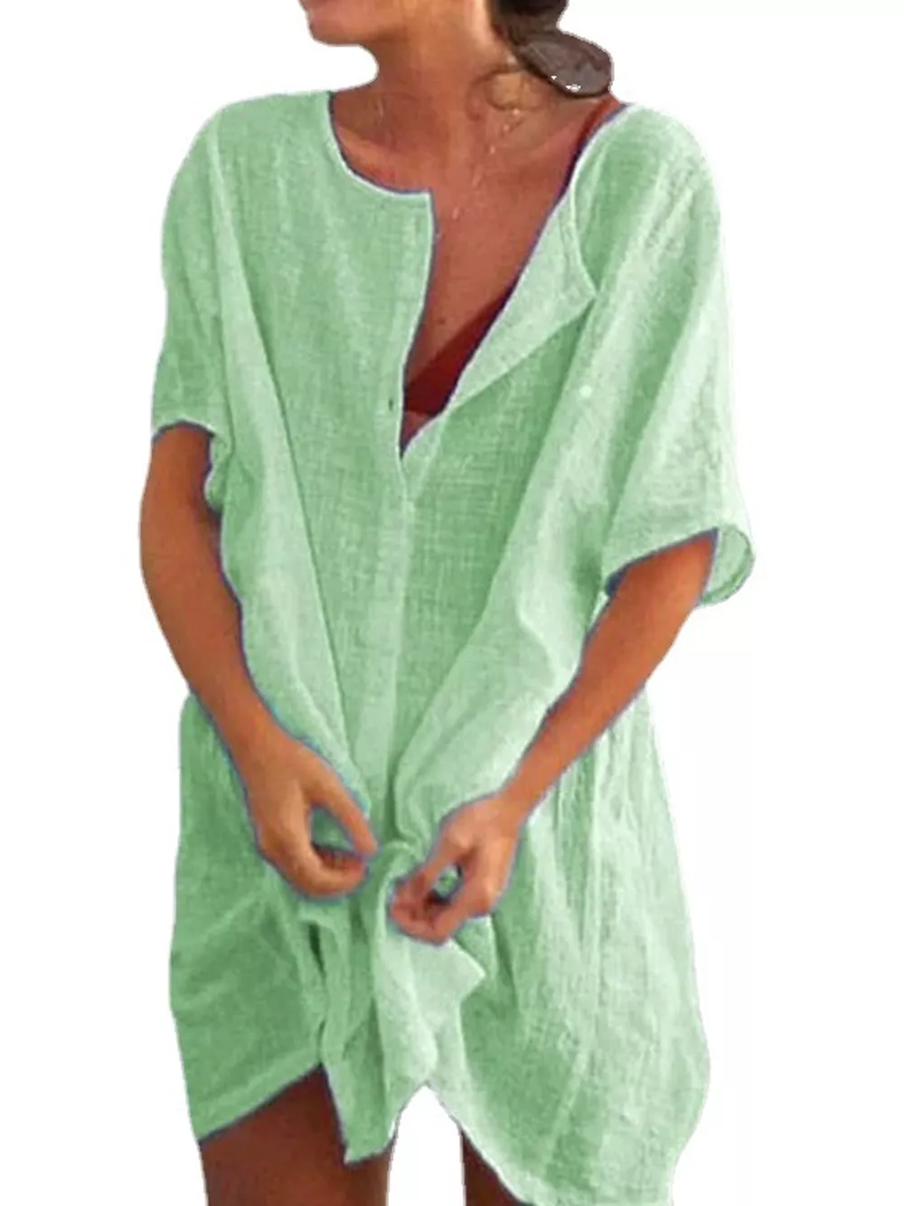 Full Size Casual Loose Fit Beach Short Sleeve Shirt Plus Size, image 15