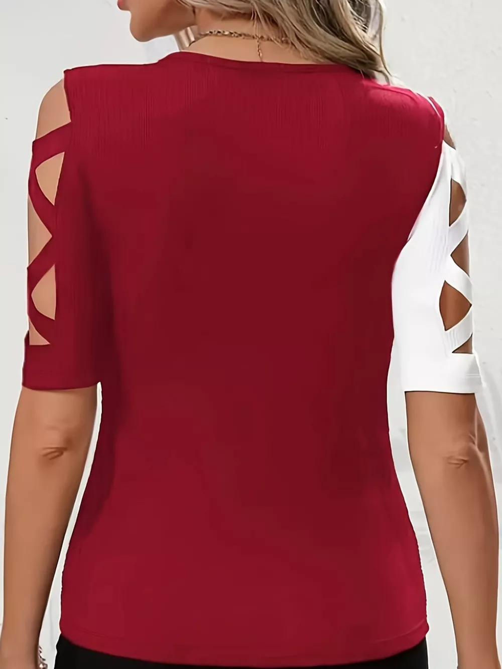 Plus Size Color Block Cutout Sleeve T-Shirt, image 14