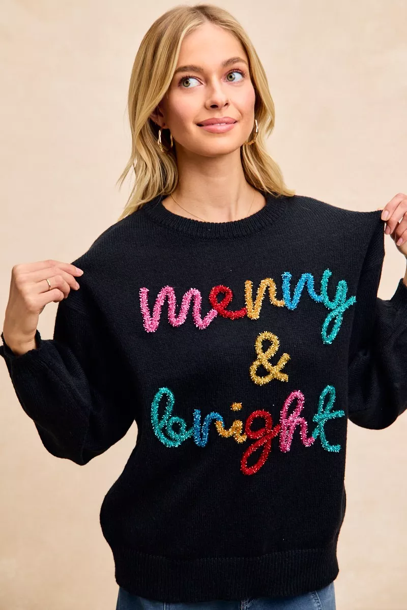 Tinsel Lettering Christmas Sweater, image 4